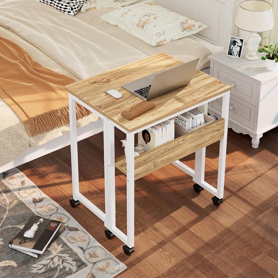 Laptoptafel op Wielen - Bijzettafel Verstelbaar - Bedtafel - Computer Tafel — afbeelding 4