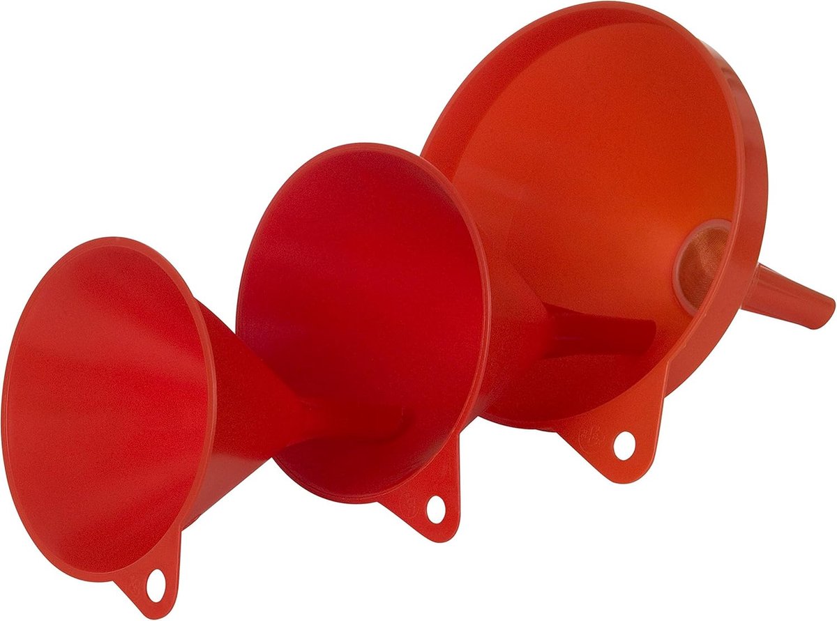 Trechter Set 3-delig Rood - Breukvast Polyethyleen (HD-PE)