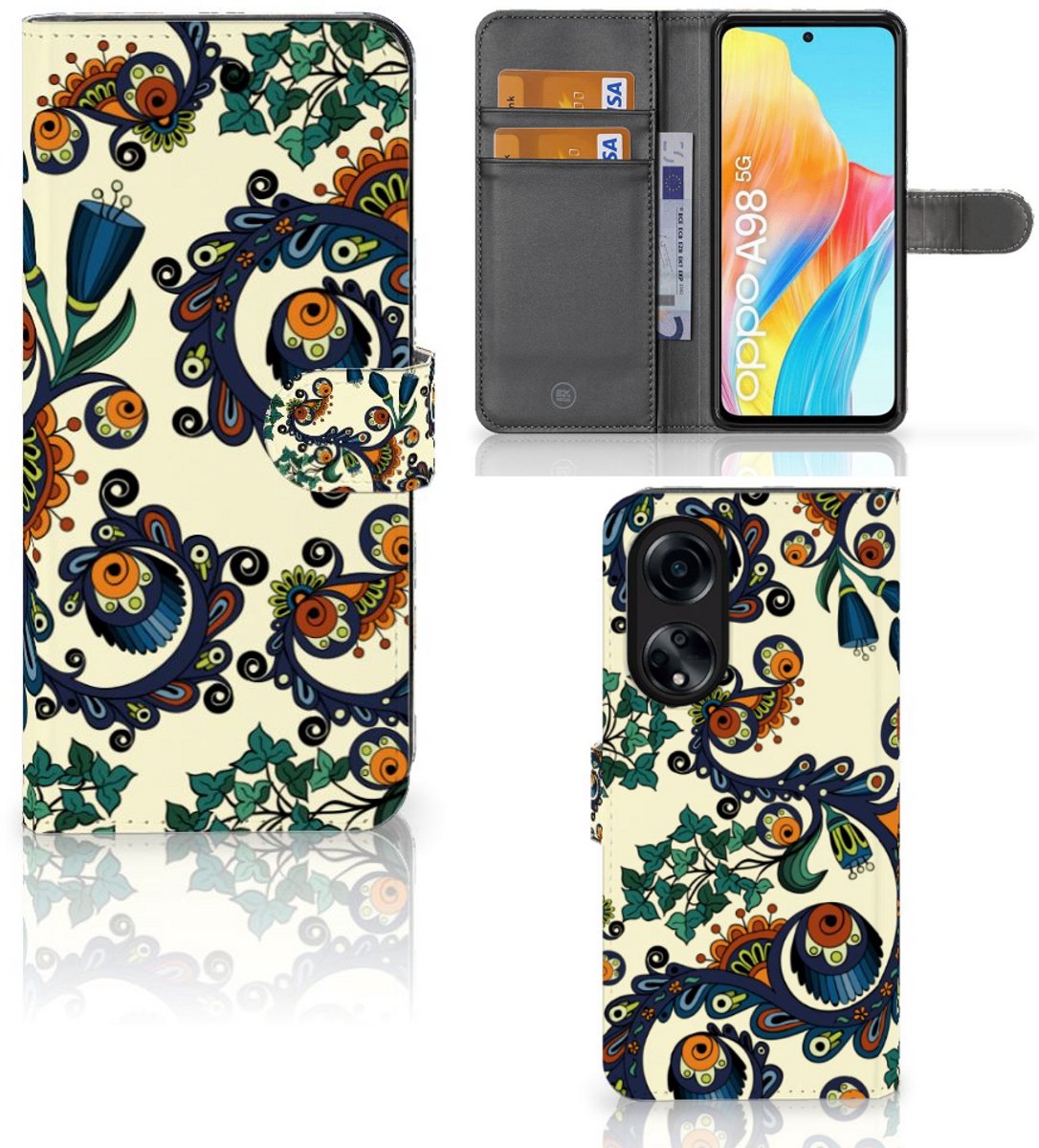 Wallet Case OPPO A98 5G Barok Flower