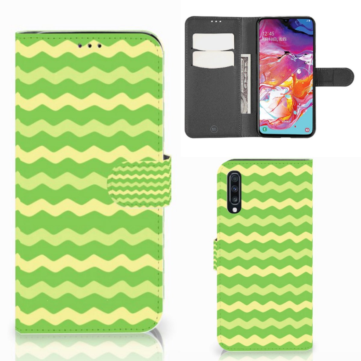 Samsung Galaxy A70 Telefoon Hoesje Waves Green