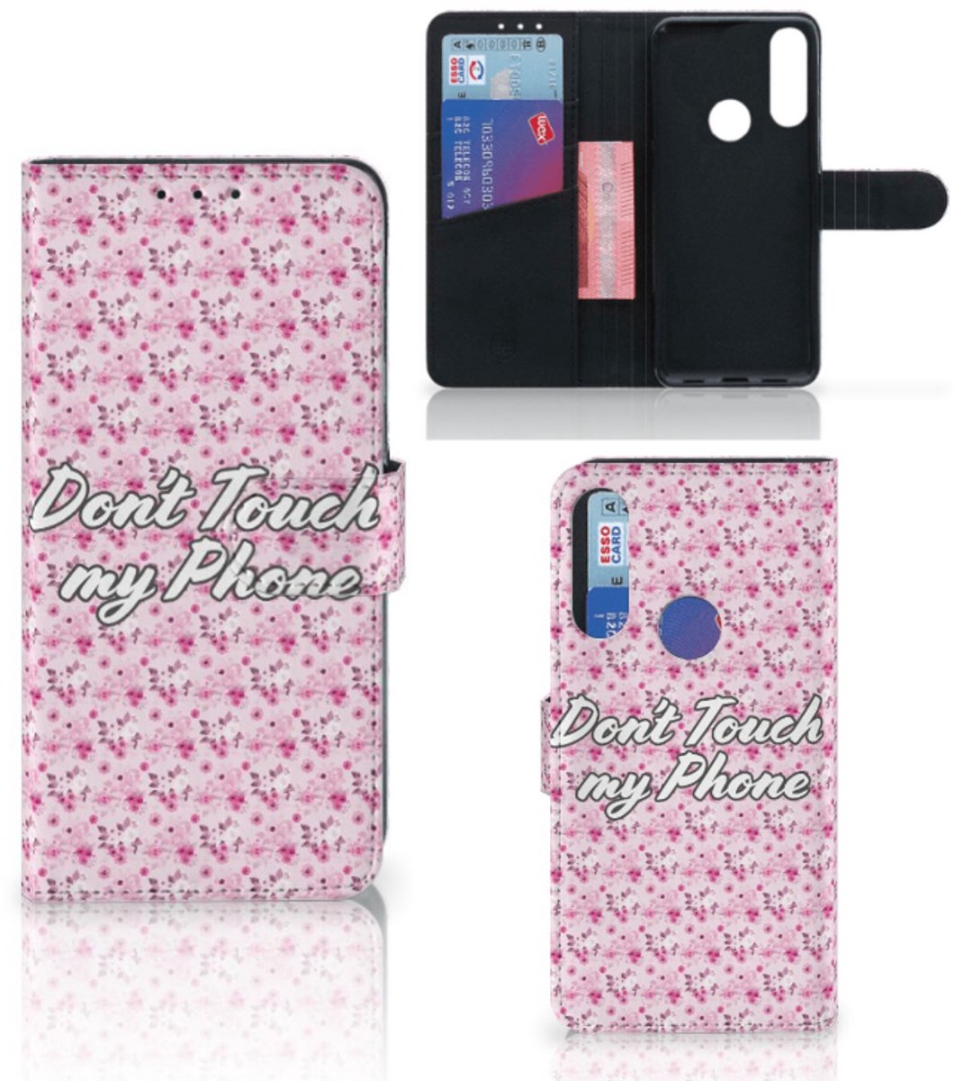 Alcatel 1S 2020 Portemonnee Hoesje Flowers Pink DTMP