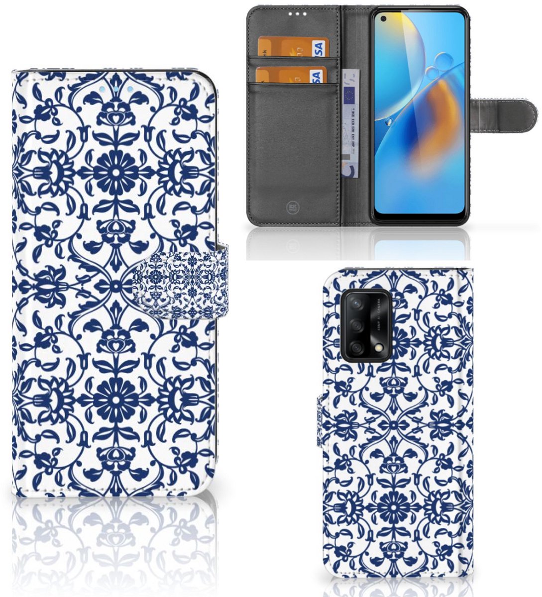 OPPO A74 4G Hoesje Flower Blue