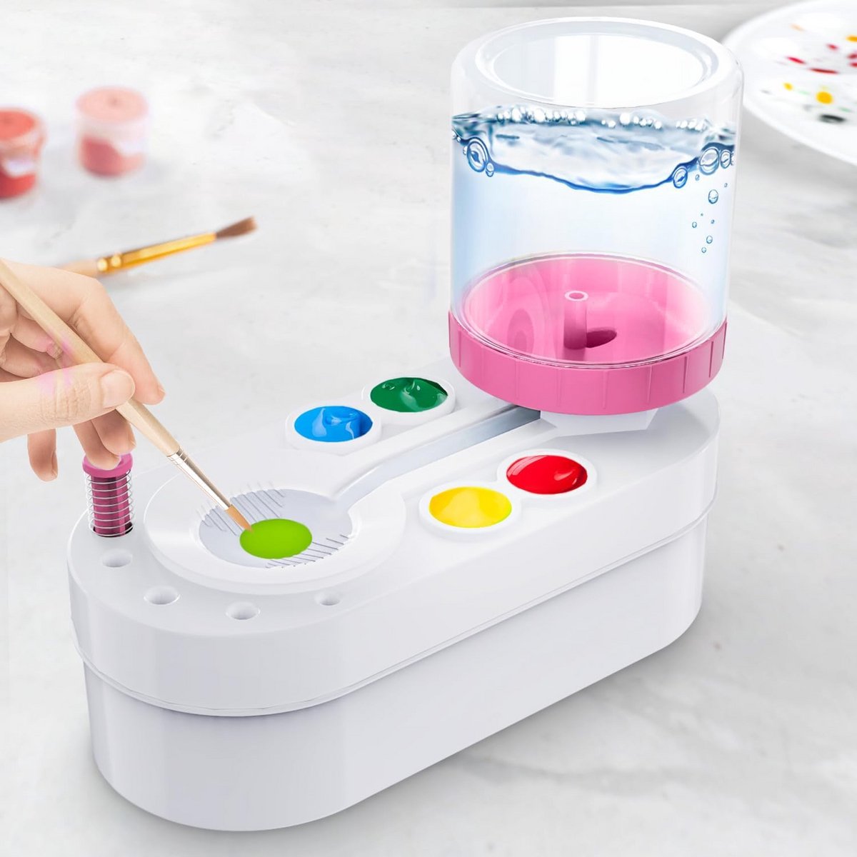 Borstelreiniger voor Acryl en Aquarel - Innovatief Systeem voor Schoon Water