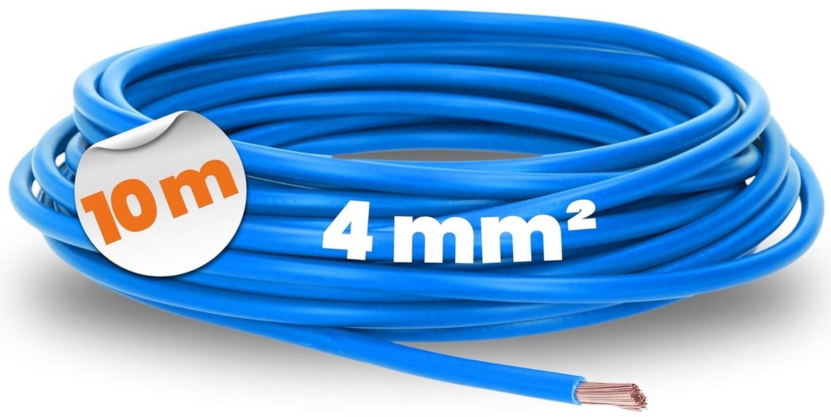 10 meter 4 mm² blauwe bedradingsleiding | flexibele aderleiding voor schakelkasten en elektrische installaties
