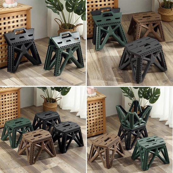 Opvouwbare Trapkruk 9" - Anti-Slip - Draagt 440 lbs - Ruimtebesparend - voor Keuken, Badkamer & Kamperen (Bruin) — afbeelding 2