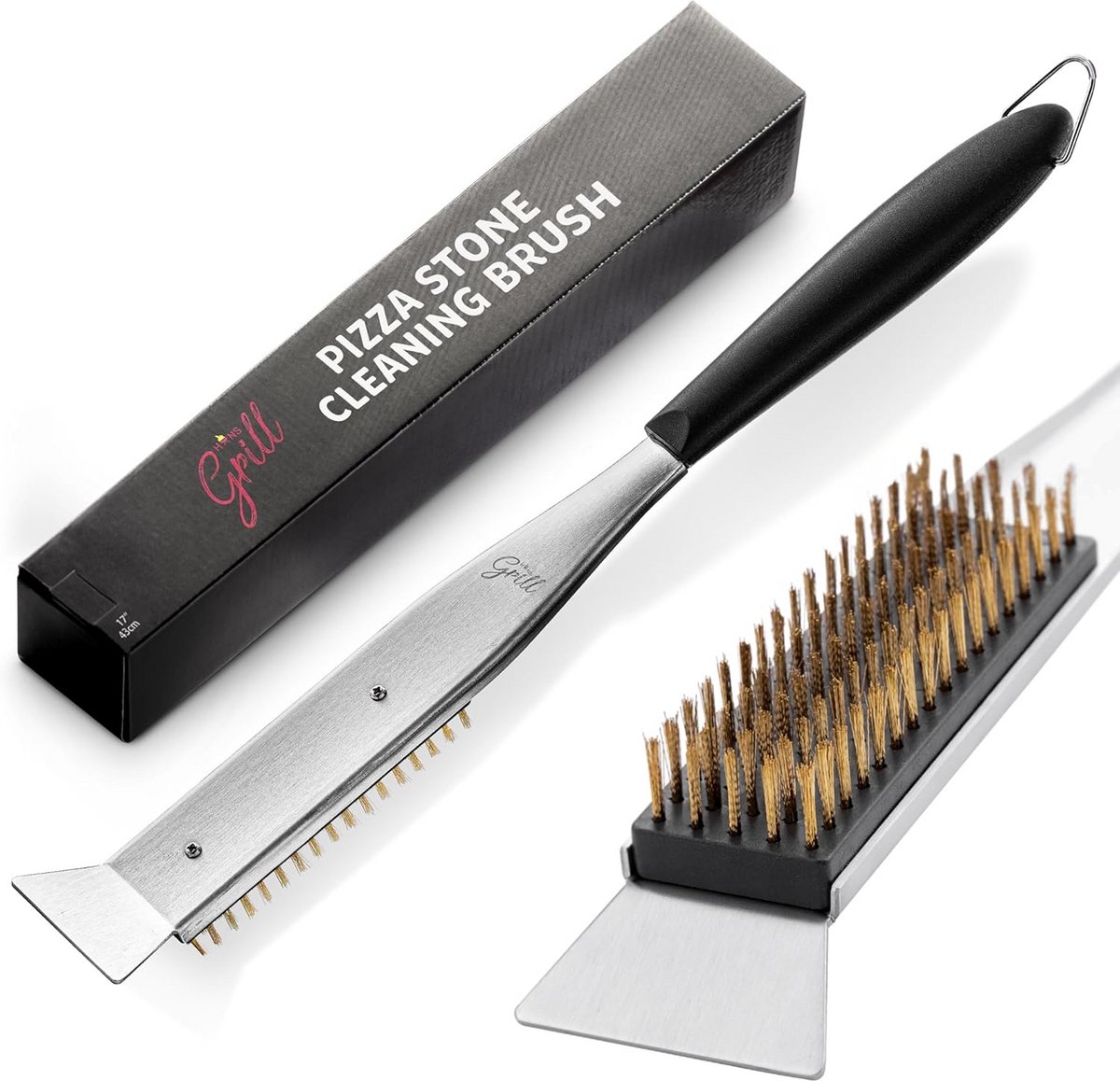 2-in-1 Grill Reinigingsborstel en Schraper voor Pizzasteen - Hittebestendig en Niet-Kras