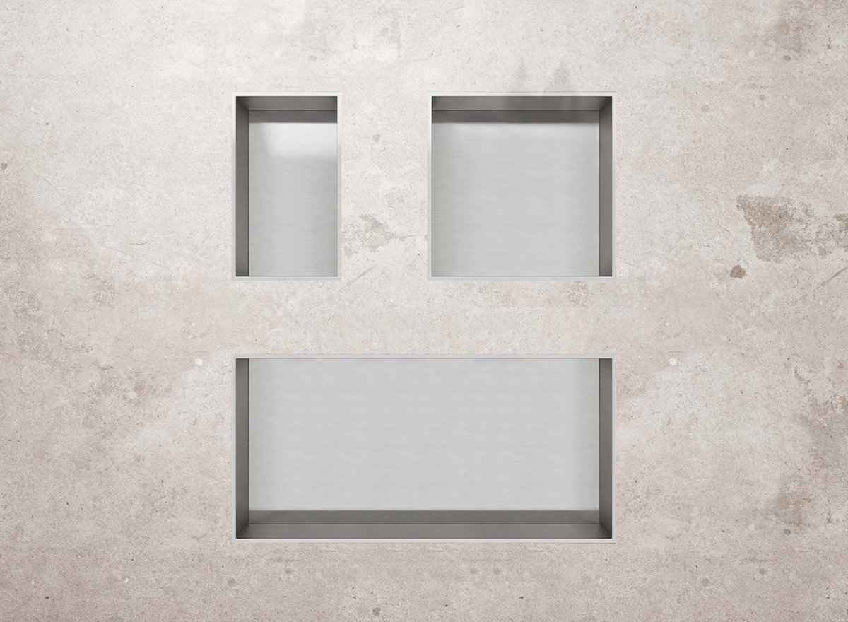H&F Inbouwnis 30x60x10 cm – Geborsteld RVS – Douchenis – Badkamer Wandnis