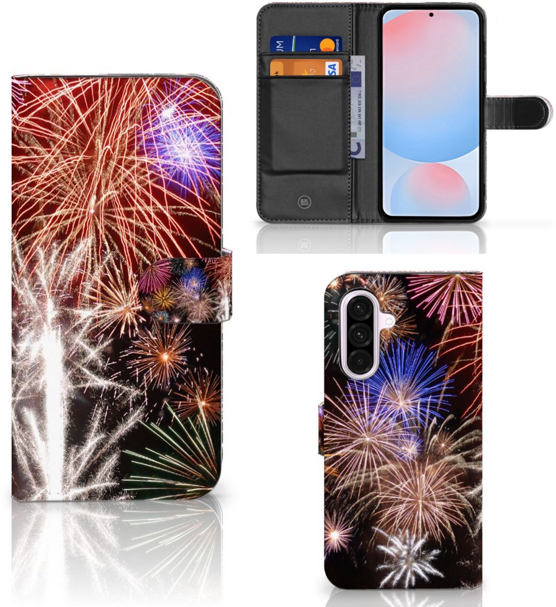 Samsung Galaxy A56 Wallet Case met Pasjes Vuurwerk