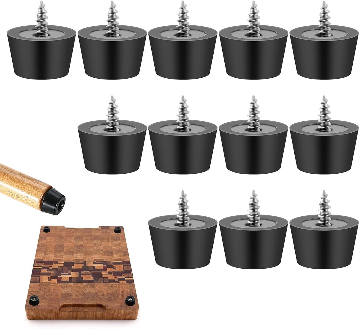 12 Stuks Rubber Voetjes voor Meubels - Vloerbescherming, Schroefbare Bumpers en Pootpads