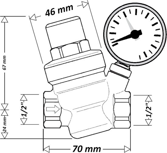 Waterdrukregelaar met Manometer en Zeeffilter 1/2 inch - Duurzaam en Betrouwbaar — afbeelding 2