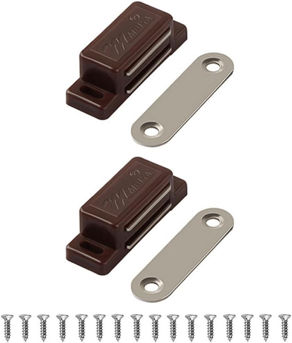 Magnetische Deurvangst voor Kastdeuren en Laden - Eenvoudige Installatie en Sterke Sluiting - 2-Pack Bruin