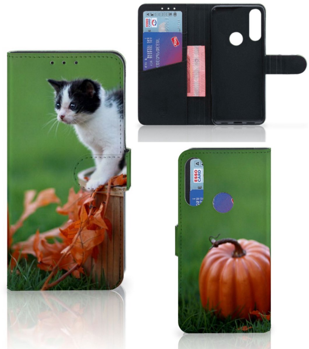 Alcatel 1S 2020 Telefoonhoesje met Pasjes Kitten