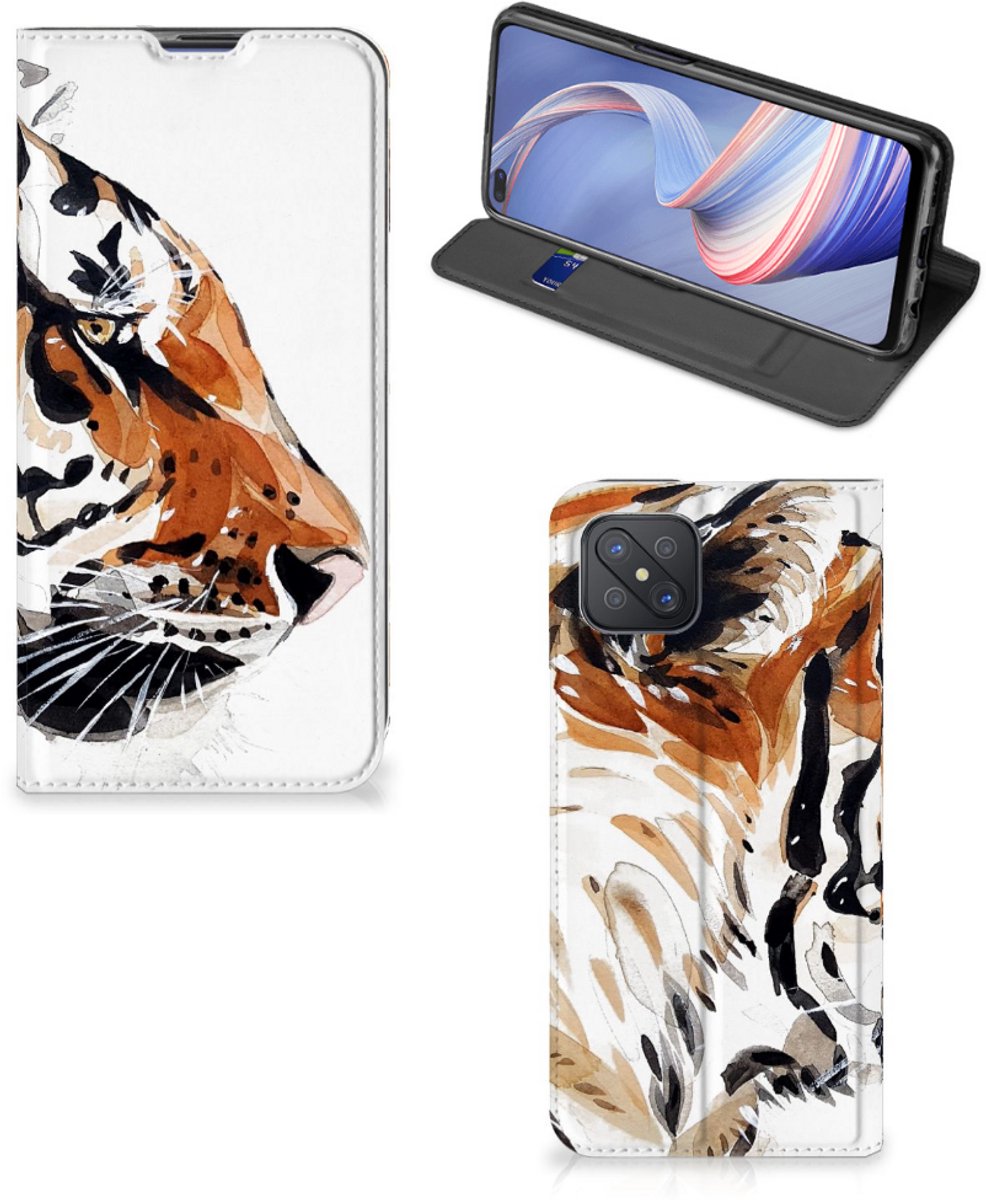 Bookcase OPPO Reno4 Z 5G Watercolor Tiger