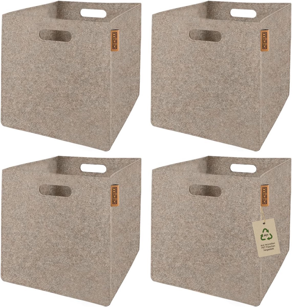 Set van 4 Beige Vilt Opbergmanden - Multifunctionele Organizer voor Kallax Plank
