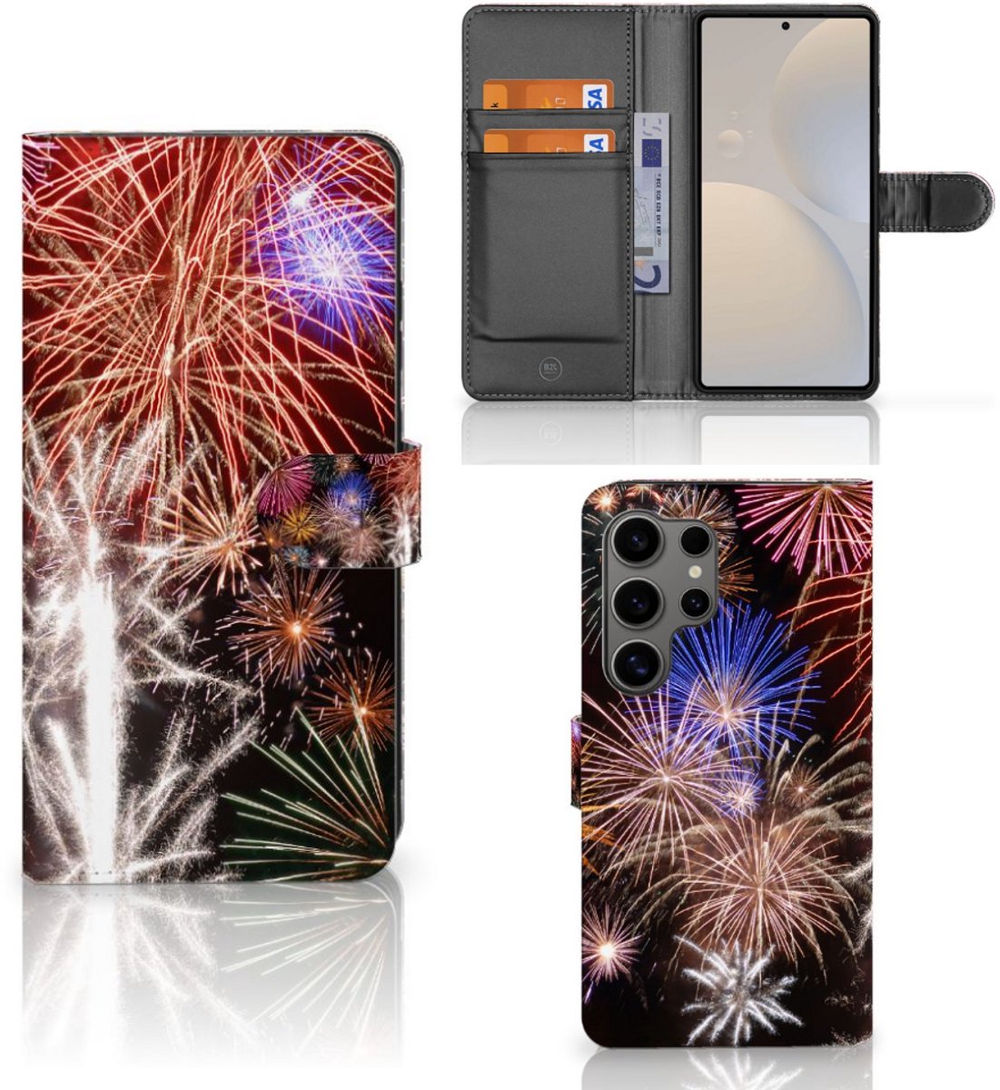 Samsung Galaxy S25 Ultra Wallet Case met Pasjes Vuurwerk