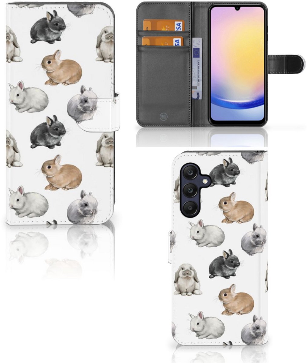 Telefoonhoesje met Pasjes voor Samsung Galaxy A25 Konijntjes