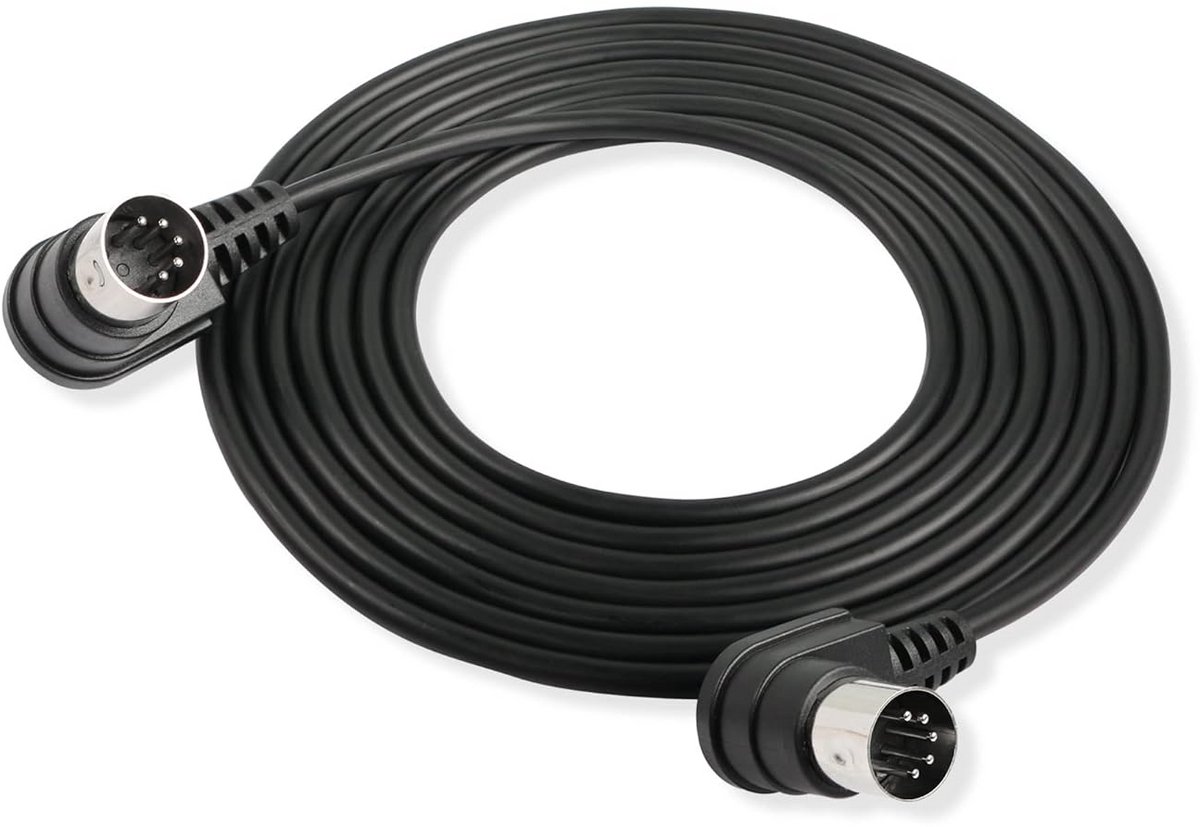 5-pins DIN haakse MIDI-kabel - 90 graden rechte hoek - 3 meter