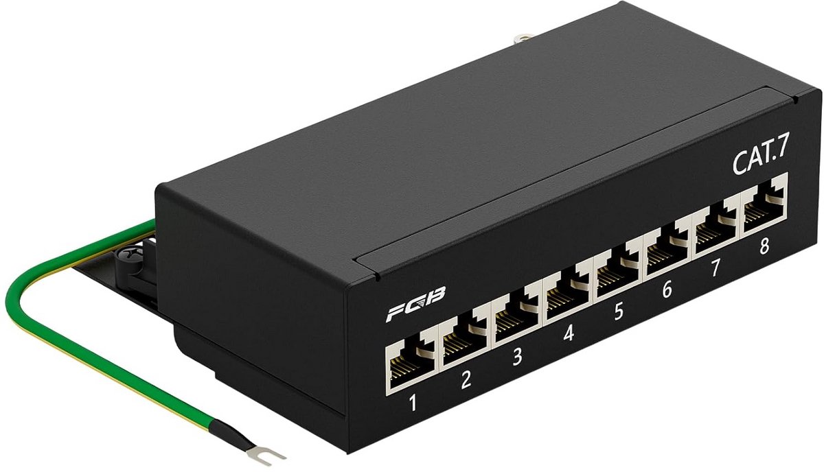 CAT 7 Patchpaneel 8 Poorten - Afgeschermd LSA Verdelerveld voor Gigabit Netwerk