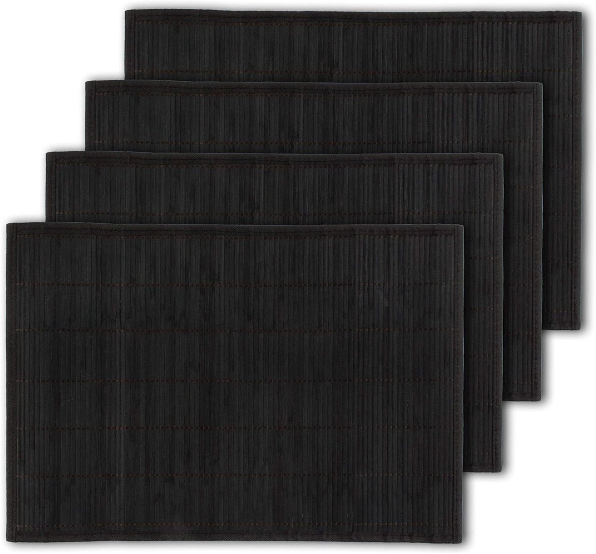 Bamboe Lamellen Placemat - Stof Rand - Effen Kleur - 18" x 13" - 4 stuks