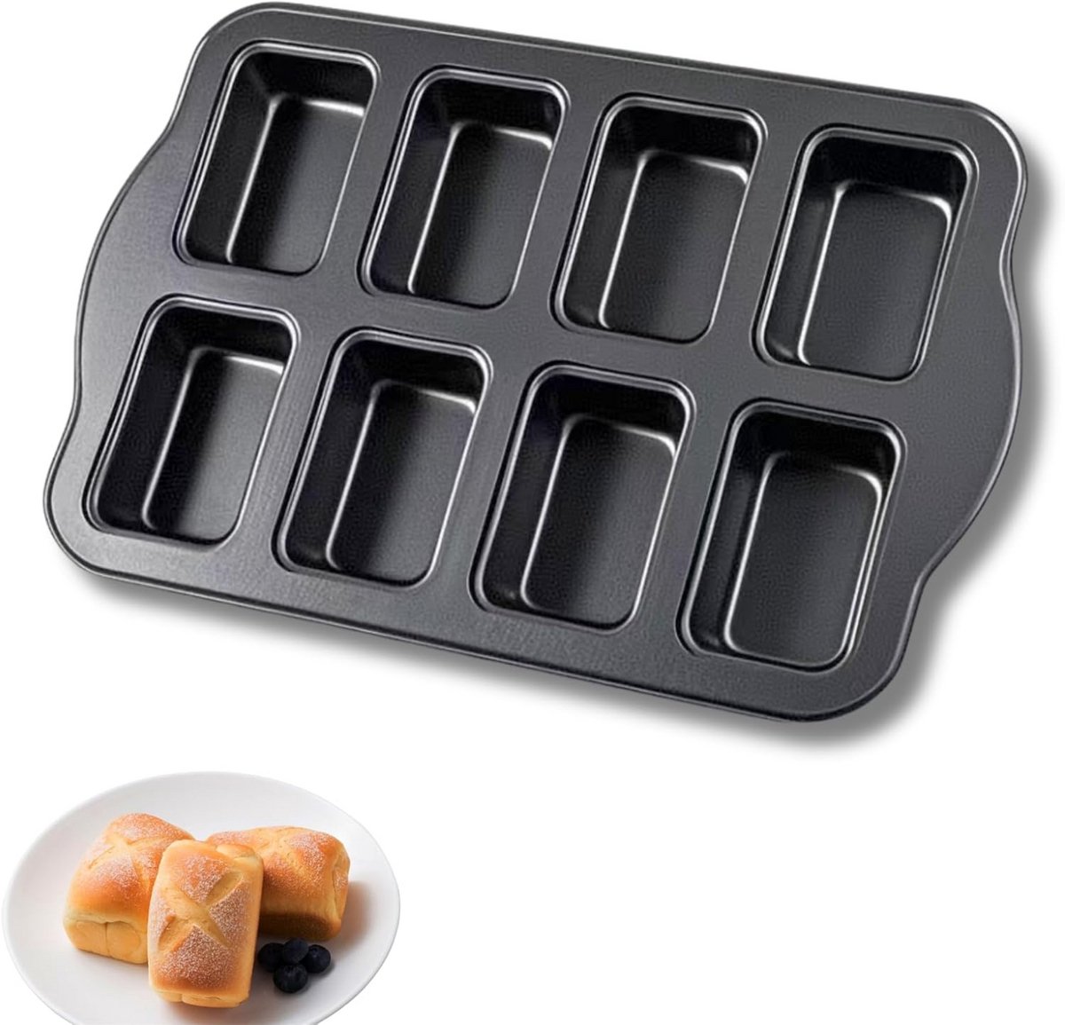 Mini Brownie Bakvorm voor 8 Cakes - Rechthoekige Anti-aanbak Bakvorm