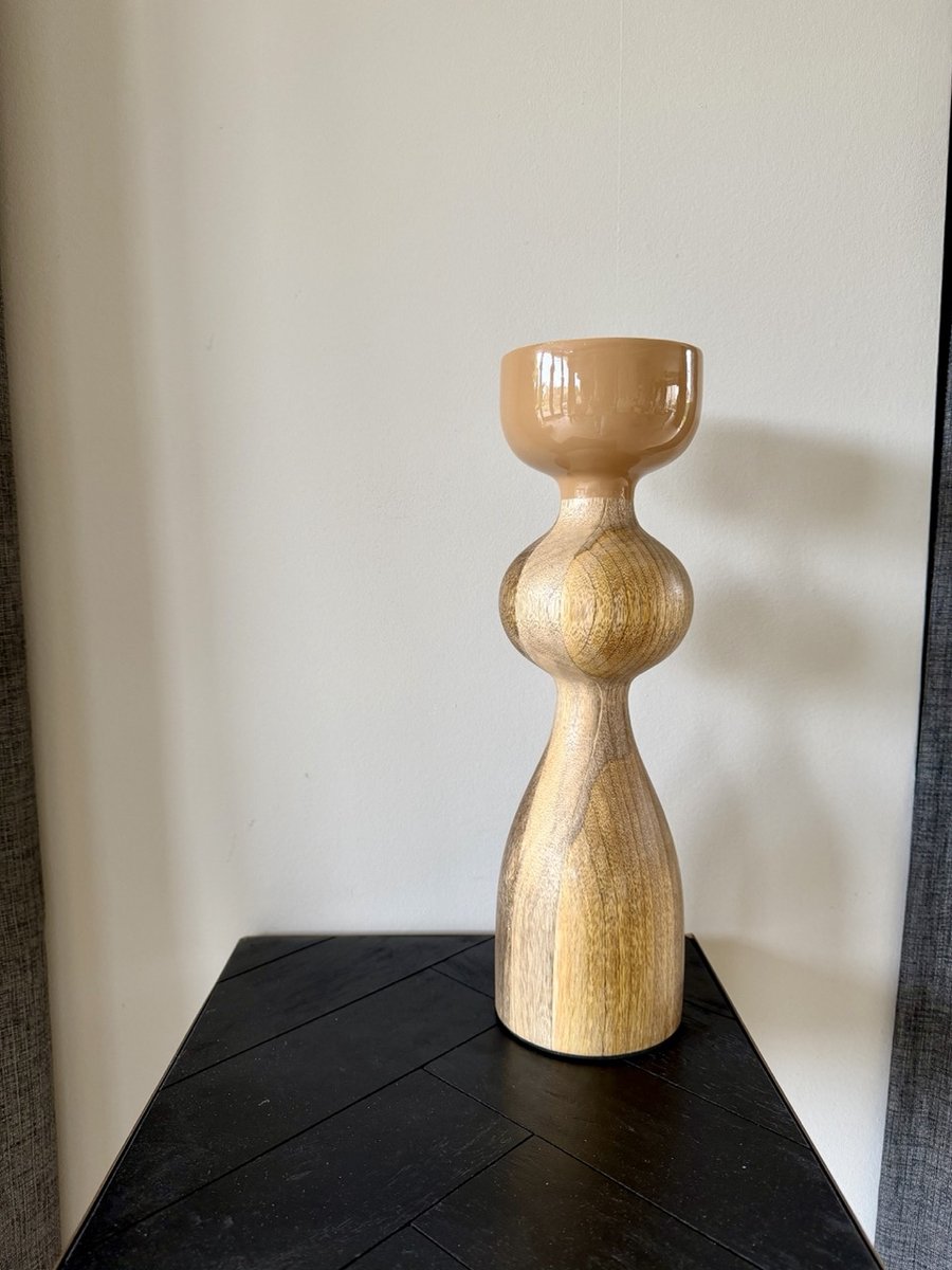 Candle Holder Ochre 12x12x39cm
