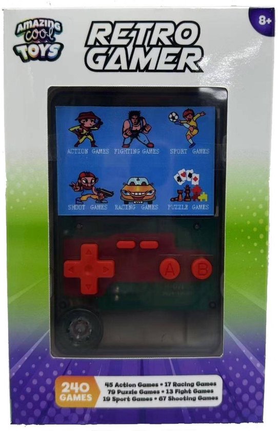 Amazing Cool Arcade Game Console met Kleurenscherm 7 cm - Doorzichtig Zwart