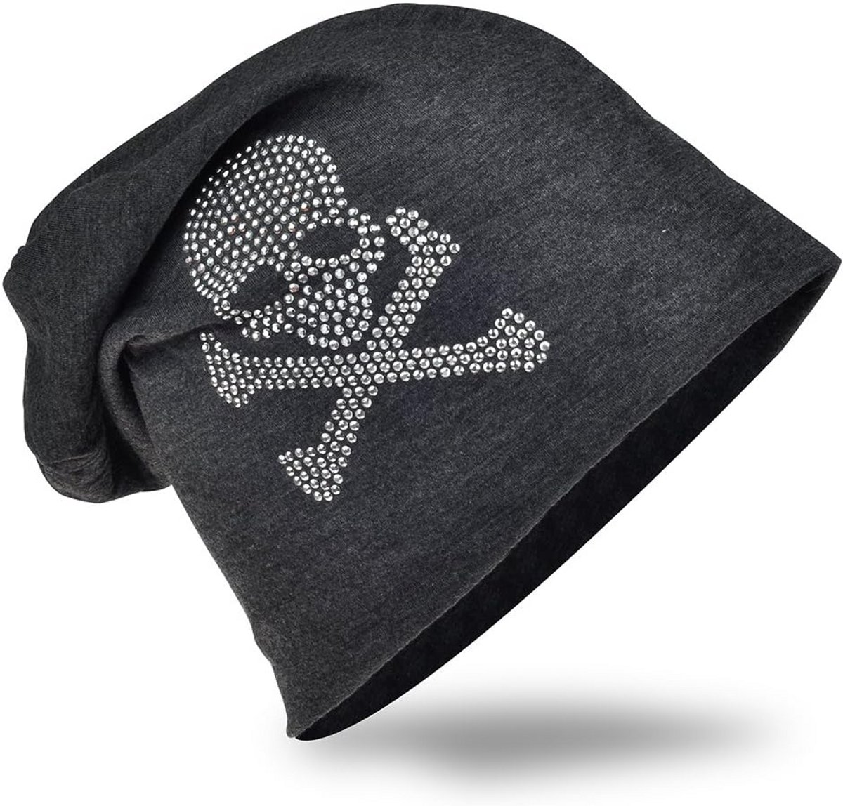 Losse Slouch Beanie Hoed met Strass Steentje Applicatie Unisex Effen