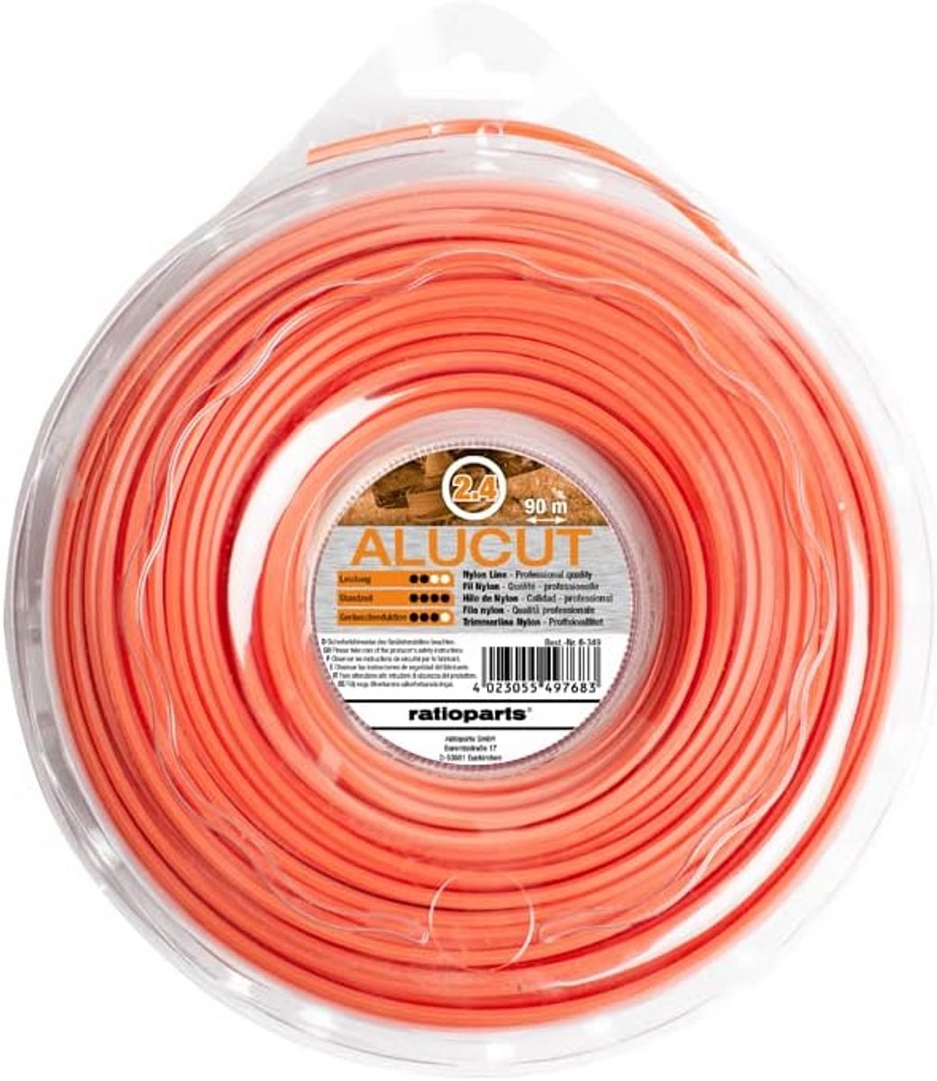 Nylondraad 2,4 mm Rond voor Grasmaaier 90 m Oranje