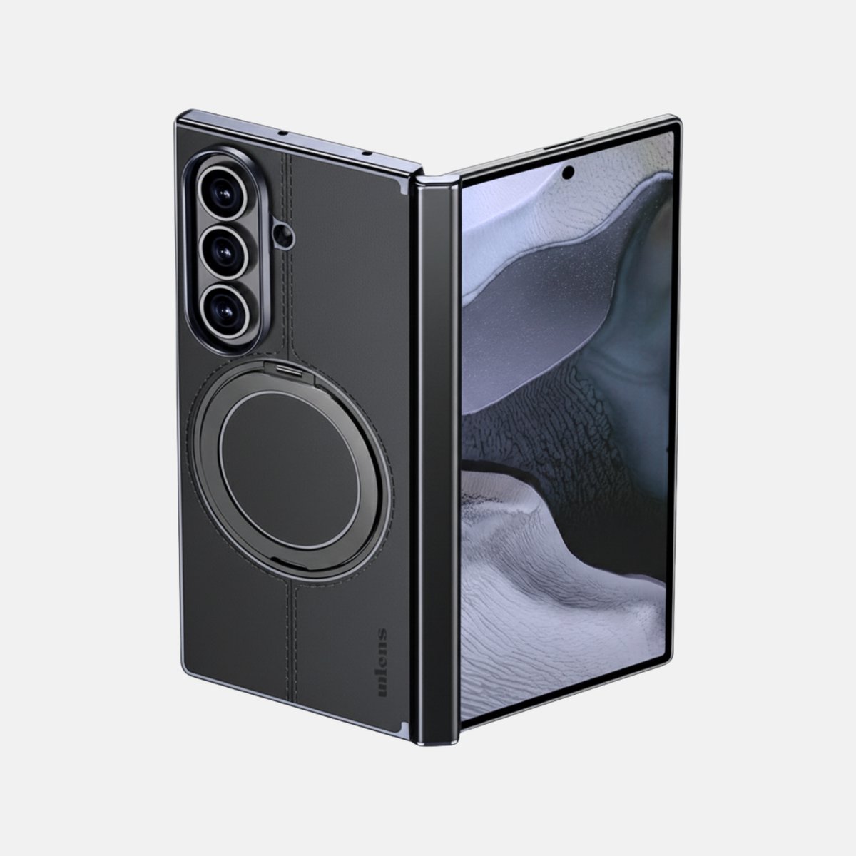 Galaxy Z Fold 7 Hoesje – Magnetische Backcover met Ringstand & Sterke Magneet – Zwart