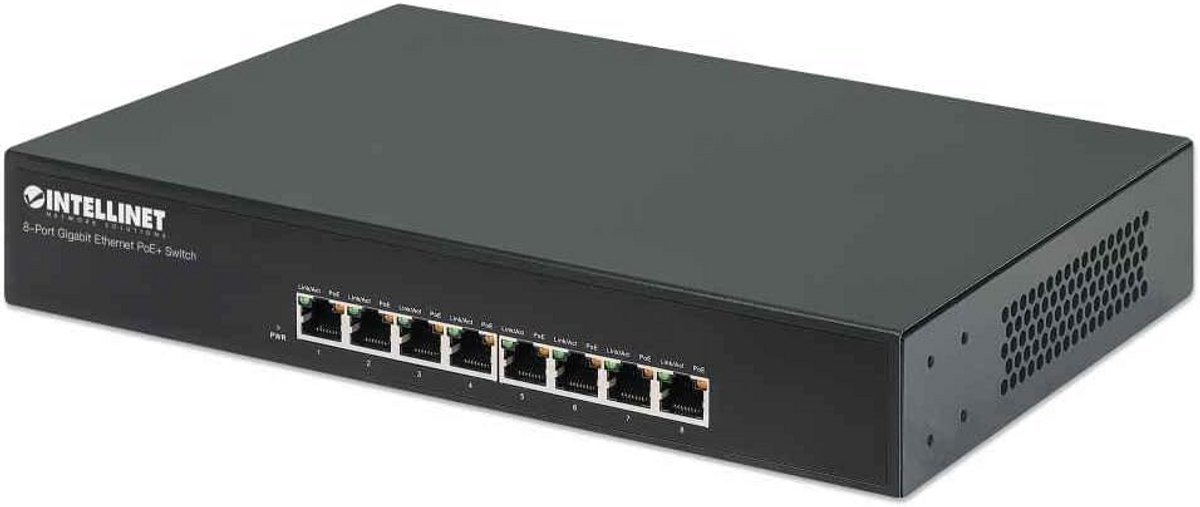 8-Poorts Gigabit PoE+ Netwerk Switch met Power over Ethernet
