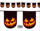 18x Vlaggenlijn Pompoen Creepy dubbelzijdig 600cm - Horror griezel halloween creepy