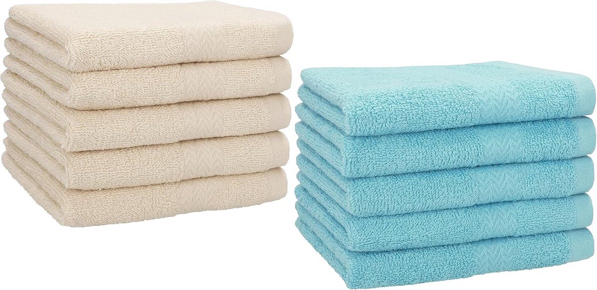 10x Gastendoekjes Set 30x50 cm - Zand & Ocean - Premium 100% Katoen