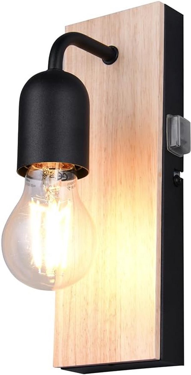 Wandlamp Badkamer Hout met Schakelaar Hoogte 24 cm