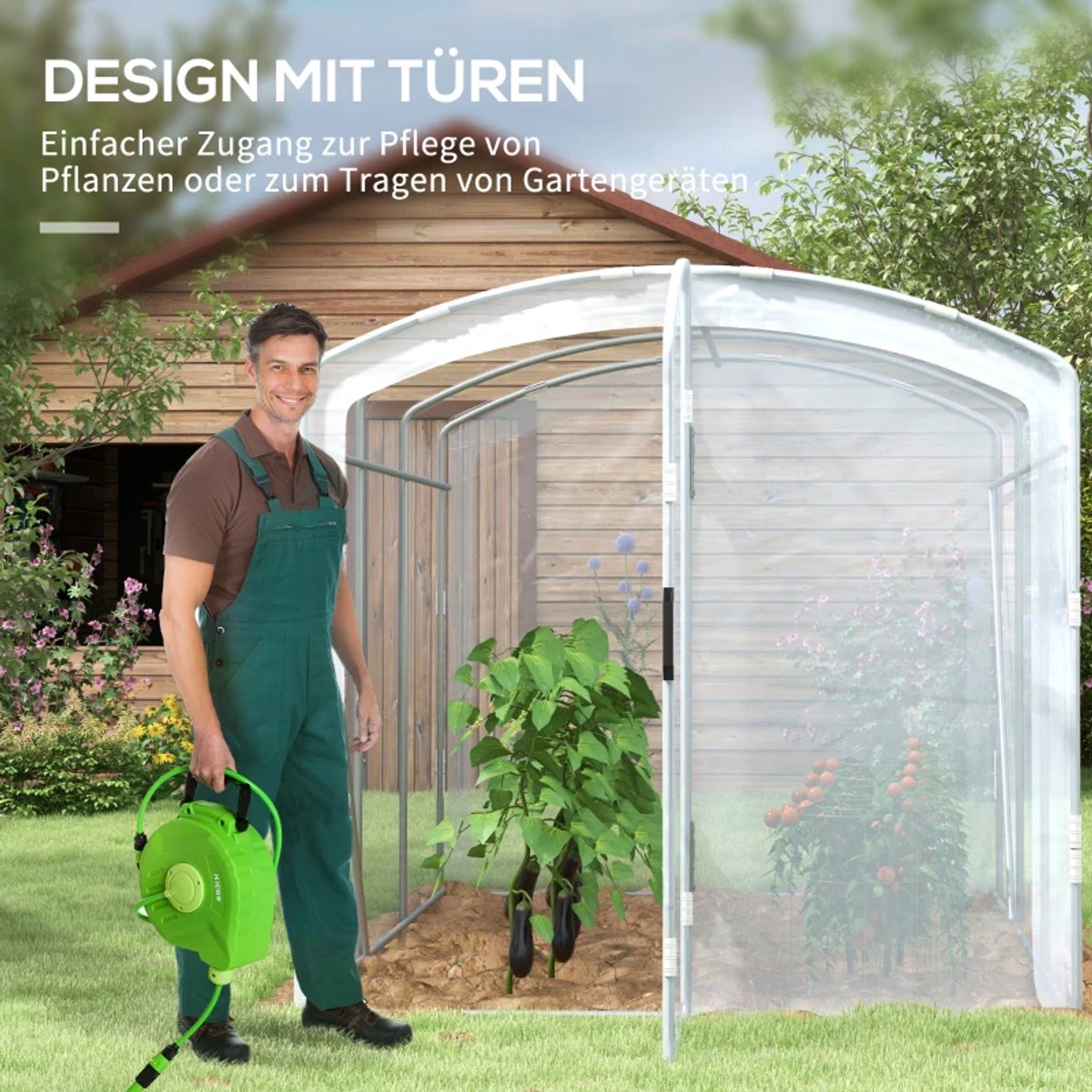 Polytunnelkas - Inloopmodel - Kas - Tunnelkas - Foliekas - Kweektunnel - Kweekkas - Kastunnel - Groentekas - Plantenhuis - Plantenteelt - Tomatenkas - voor Groenten, Bloemen, Planten - 300x200x200 cm – foto 2