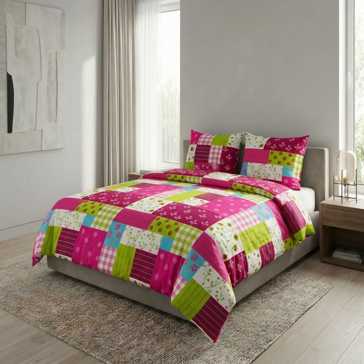 SENZATIONE 100% Katoen Percaline Dekbedovertrek 240x240-2x60x70 cm LINDA ROOD