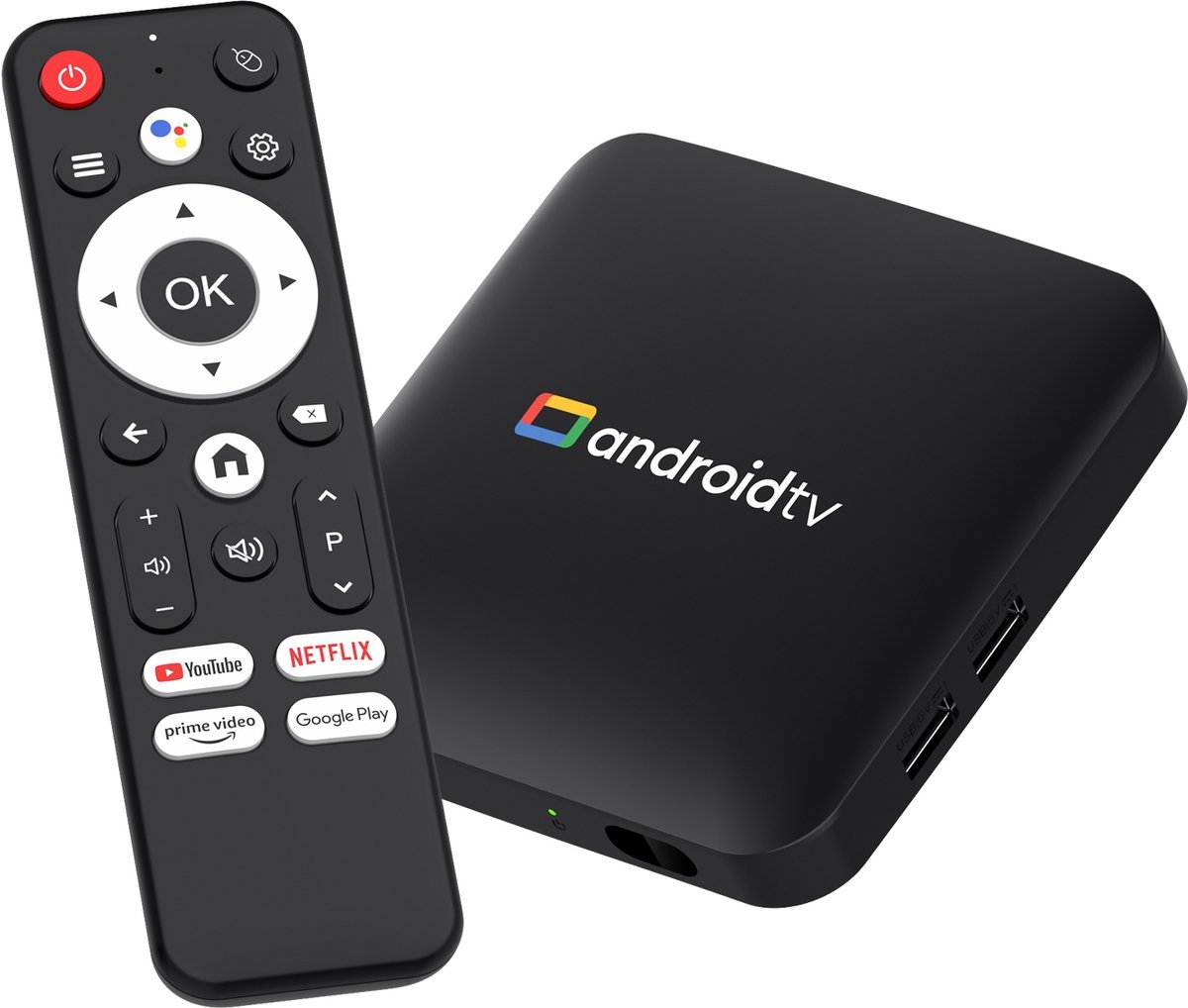 Android TV Box – 4K HDR Streaming Box – Chromecast Ingebouwd - Android 14 – Google Assistant – 8K Decoding – Wifi & Bluetooth – Inclusief Afstandsbediening & HDMI-kabel