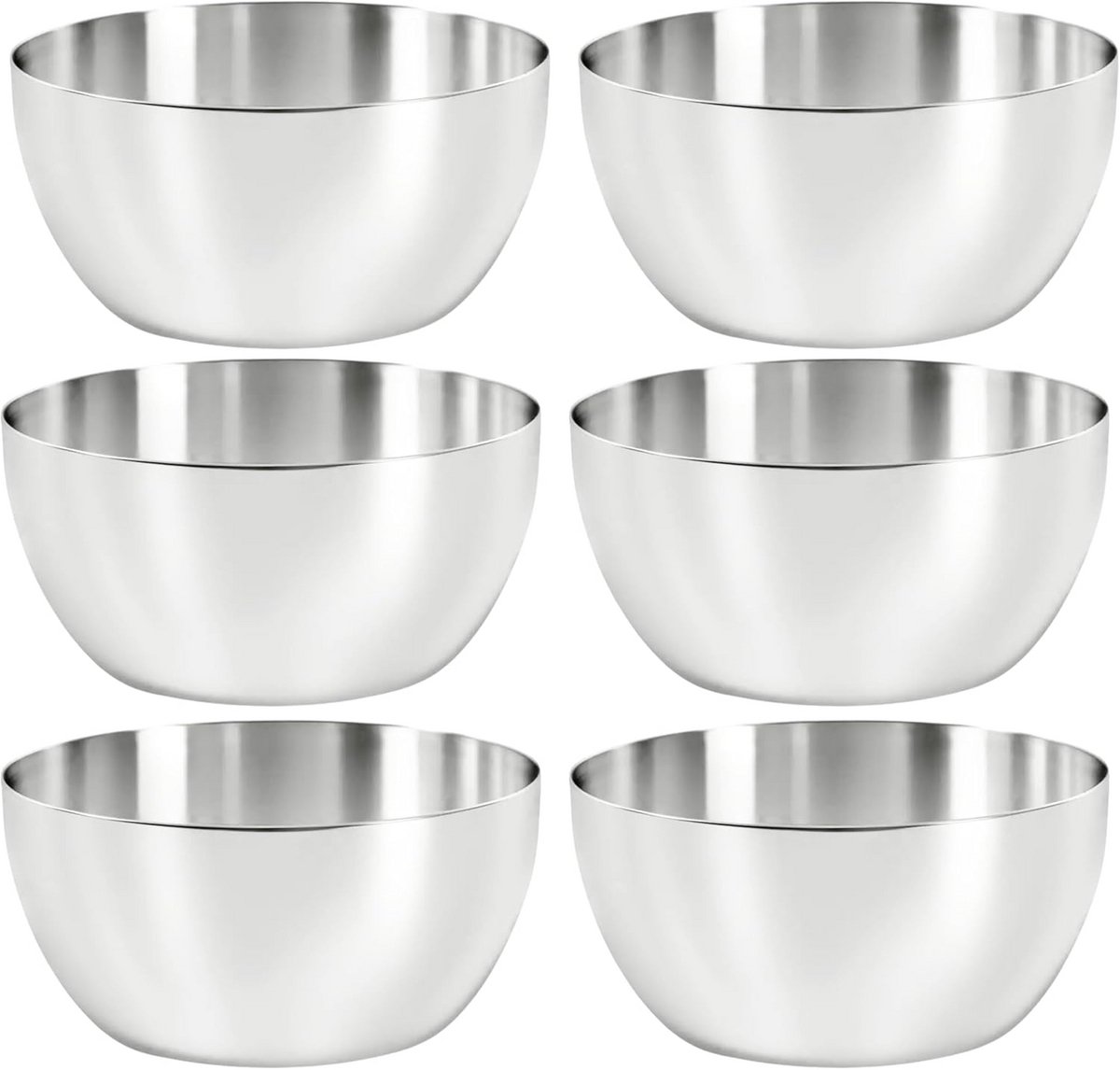 Set van 6 RVS Mengkommen voor Keuken – 180 ml Portiebakjes