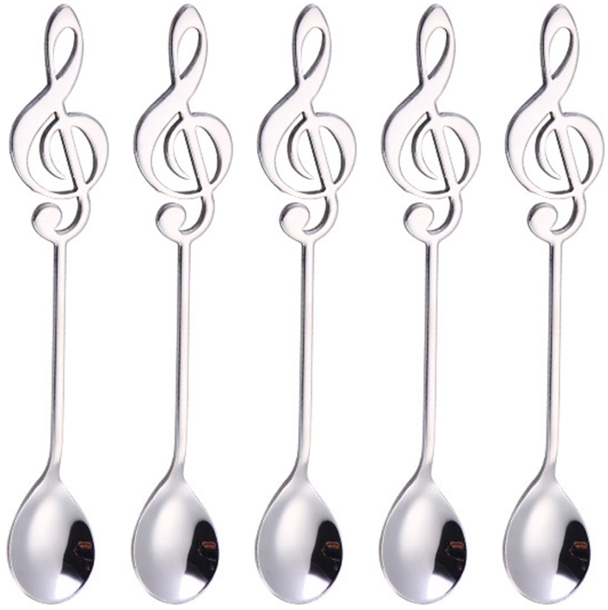 Set van 5 Muziek Koffielepels - Creatief RVS Bestek - 15.5 x 2.8 cm
