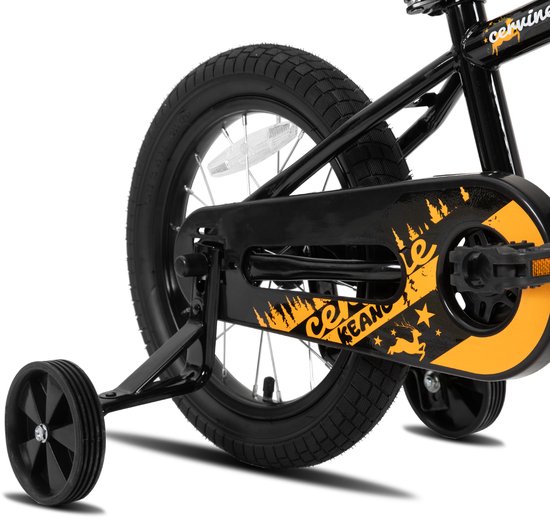 KEANO Cervine Stoere Kinderfiets - 16 Inch - Voor Jongens & Meisjes (4-7 Jaar) - BMX Stijl - Met Zijwieltjes & Mandje - Zwart - Geschikt voor buitenactiviteiten in de lente — afbeelding 5