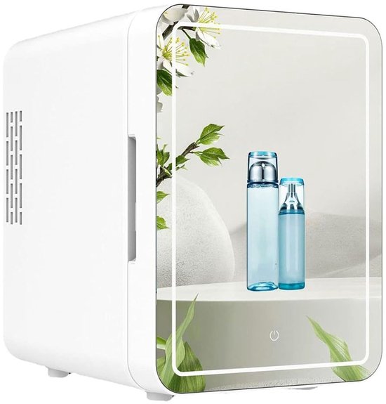 Mini Koelkast 4L voor Skincare & Make-up Koeling, EAFC Skincare Fridge met Spiegel en LED Verlichting