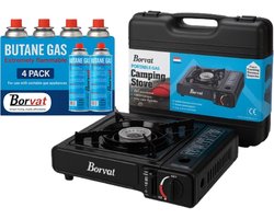 Borvat® Draagbare Gasfornuis - camping kookstel - outdoor - 4 gasflessen