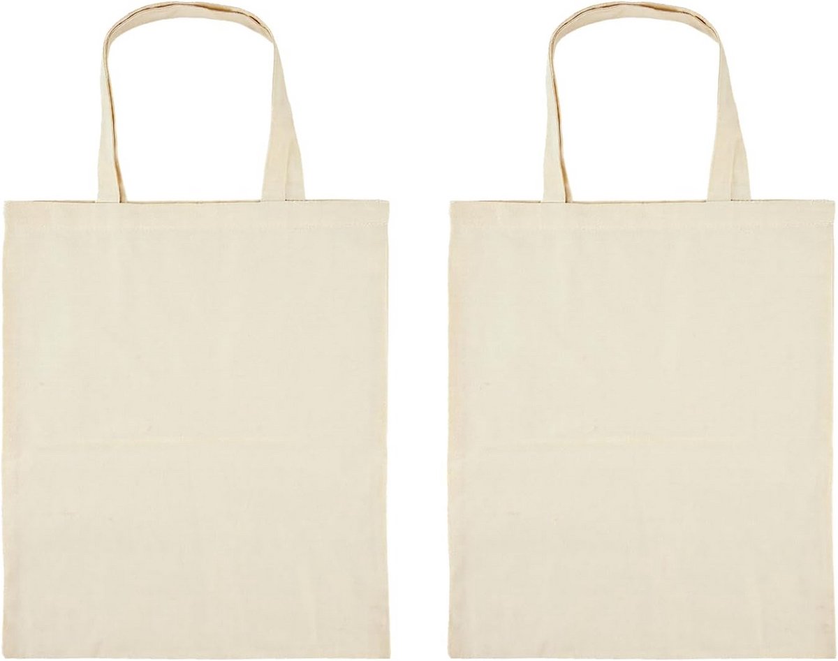 Set van 2 Off White Canvas Draagtassen voor Knutselen en Winkelen