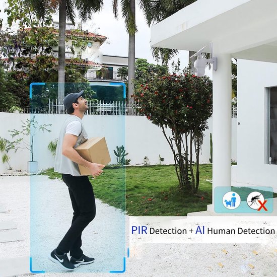 Ctronics 2K 3MP WiFi-bewakingscamera voor buiten met zonnepaneel, draadloze IP-camera met oplaadbare batterij, PIR-bewegingssensor, kleurennachtzicht, tweewegsaudio, IP66 — afbeelding 3