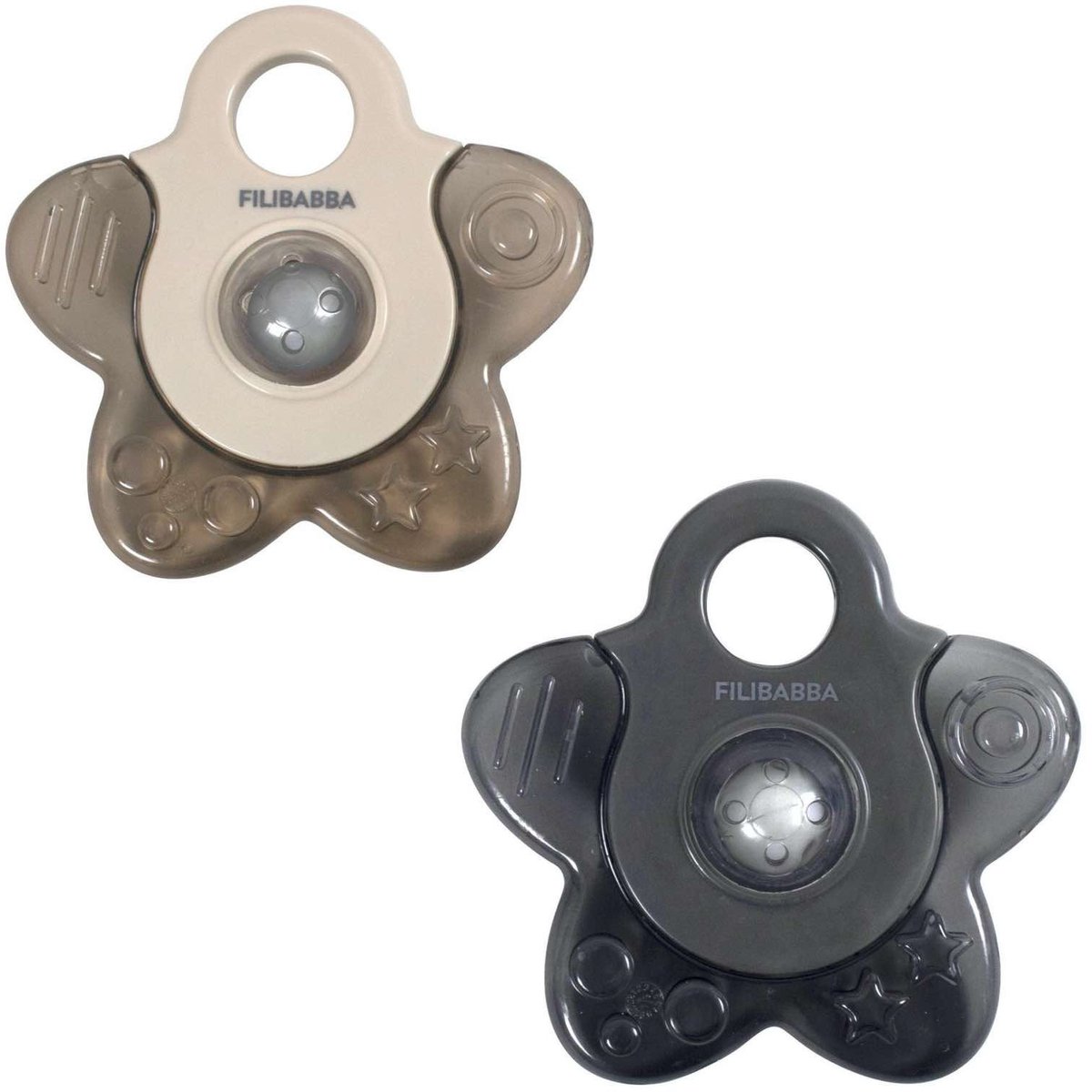 Filibabba - Set van 2 koelende bijtringen - stervorm - Grijs environ 9 cm de diamètre