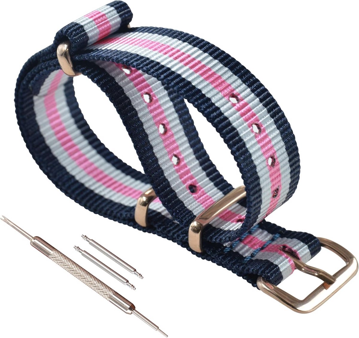 Lichte Dunne Nylon Horlogeband Vervanging met Metalen Gesp - Diverse Maten