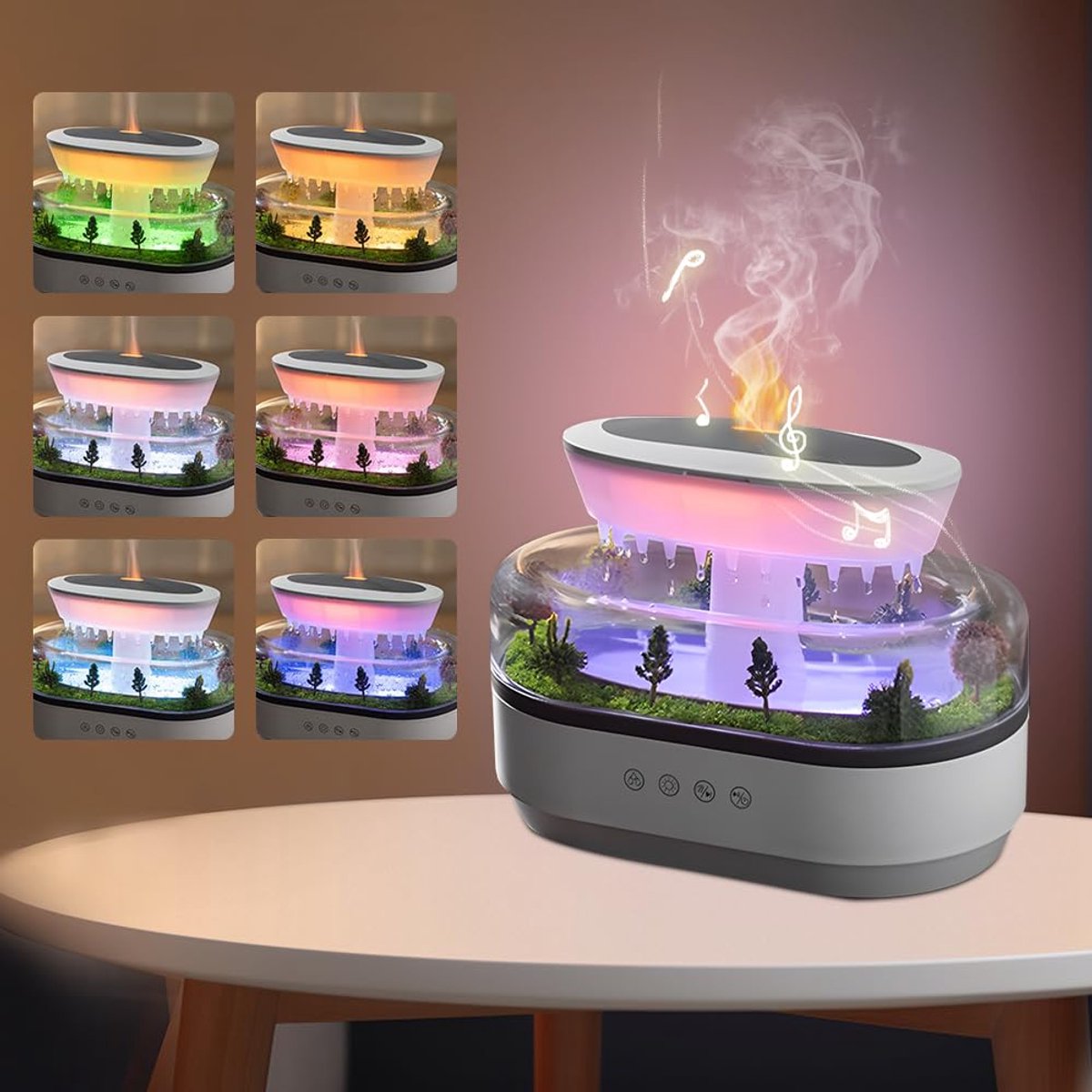 Ultrasone Aromatherapie Diffuser - 4-in-1 Verdamper met Nachtlamp en Witte Ruis