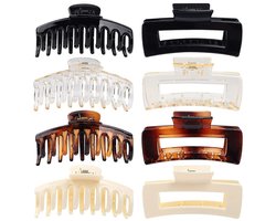 Set van 8 haarclips met dubbele tanden, groot formaat, 11 cm, geschikt voor vrouwen, antislip clipjes, met haarklemmen van verschillende diktes, kleur 1