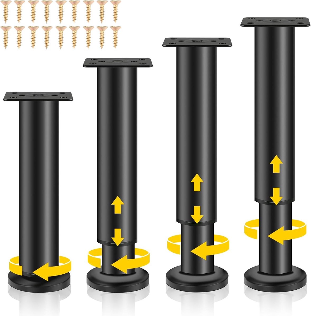 Meubelpoten - bankpoten - stoelpoten - meubelpoten set van 4 - meubelpoten zwart - Tafelpoten van Gelegeerd staal - 18 to 30 cm - van Imperatoris