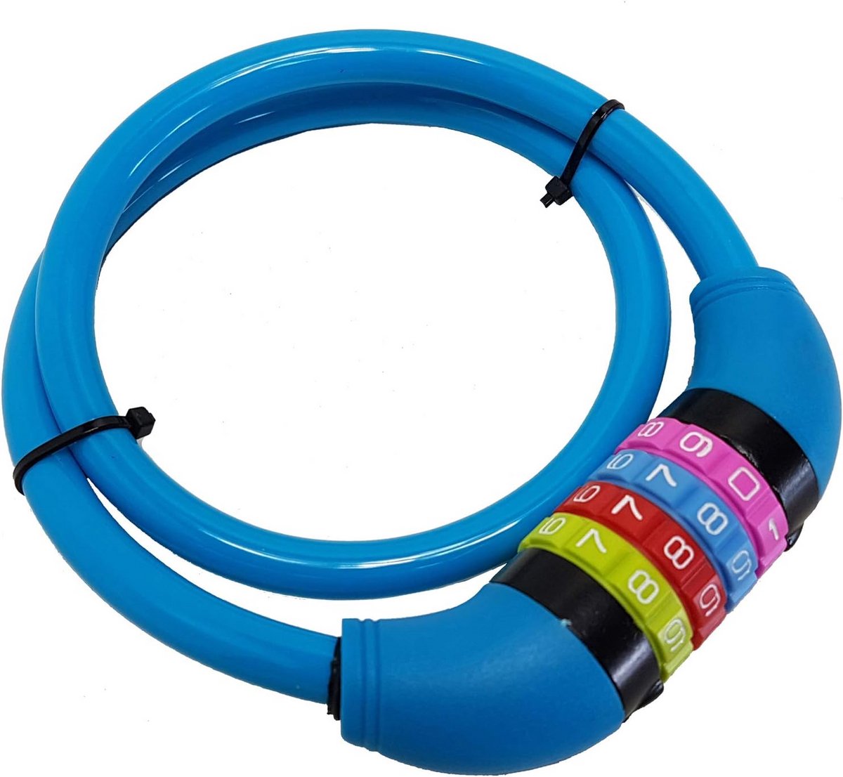 Stevig Fiets Cijferslot 65 cm - Geïntegreerde Staalkabel en Rollenbescherming (Blauw)