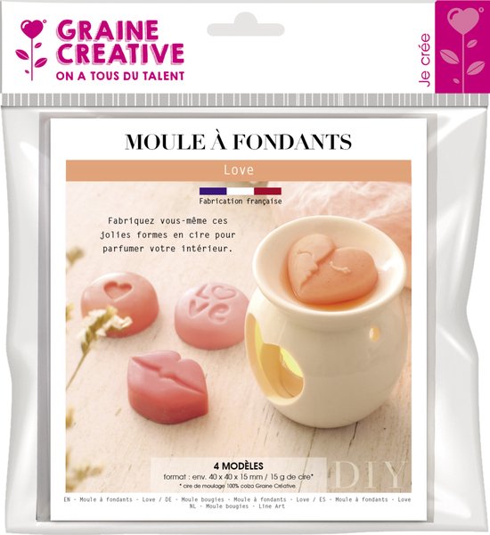 Cubes parfumés Moule à couler 4x4x1,5 cm Love 4 pièces